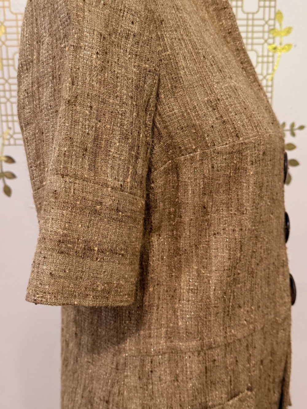 So Jackie O VTG, "Original Milly of New York" Duster w/ Gold Flecked Tweed, SZ 4 - Picture 3 of 11